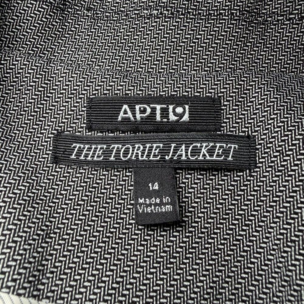 Apt 9 Womens Size 14 The Torie Blazer Gray Herringbone One Button Jacket Career - Picture 4 of 14